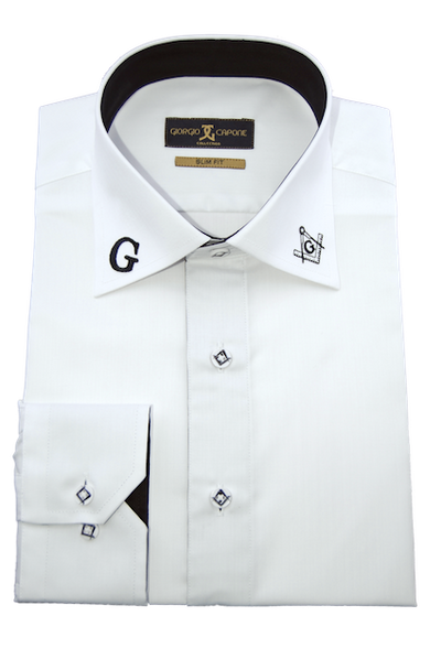 Herrenhemd, Giorgio Capone Spezial, weiß, schwarze GC Akzente, 100% Baumwolle Rückansicht — Giorgio Capone Premium Herrenmode