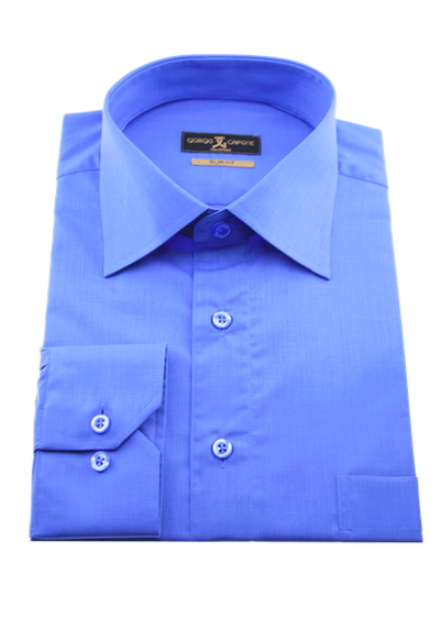 Herrenhemd, Giorgio Capone, blau, 100% Baumwolle Rückansicht — Giorgio Capone Premium Herrenmode