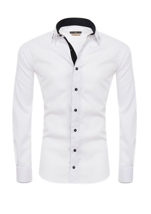 Herrenhemd, Giorgio Capone Spezial, weiß, schwarze GC Akzente, 100% Baumwolle