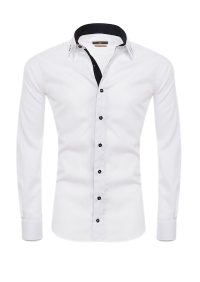 Herrenhemd, Giorgio Capone Spezial, weiß, schwarze GC Akzente, 100% Baumwolle — reduziert | Giorgio Capone Sale