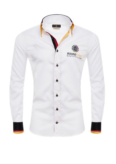 Herrenhemd, Giorgio Capone, Deutschland-Round Table-Spezial, weiß, schwarz-rot-gold Akzente, Größe XL, 100% Baumwolle, bügelfrei — reduziert | Giorgio Capone Sale