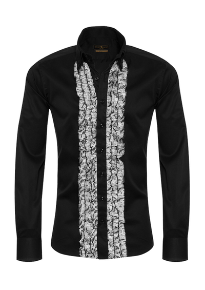 Premium Herrenhemd Einzelstück mit Rüschen & Umschlagmanschette in M, L, XL, 100% Baumwolle, — reduziert | Giorgio Capone Sale