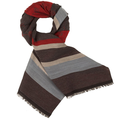 Design-Schal, mehrfarbig gestreift, 180 x 40, Material: 80% WO, 20% PA Rückansicht — Giorgio Capone Premium Herrenmode