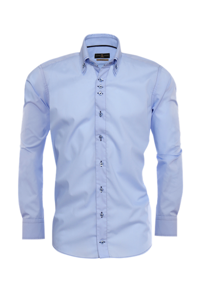 Herrenhemd, Giorgio Capone, hellblau, schwarze Nähte, Doppelkragen, 100% Baumwolle — reduziert | Giorgio Capone Sale