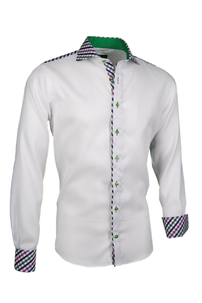 Herrenhemd, Giorgio Capone, grün-blau-lila kariert, 100% Baumwolle — reduziert | Giorgio Capone Sale