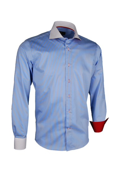 Herrenhemd, Giorgio Capone, blau-weiß gestreift, 100% Baumwolle — reduziert | Giorgio Capone Sale