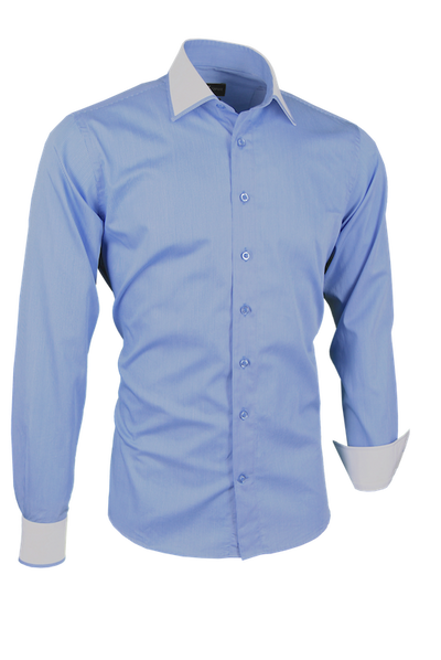 Herrenhemd, Giorgio Capone, blau-weiß gestreift, weiße Akzente, 100% Baumwolle — reduziert | Giorgio Capone Sale