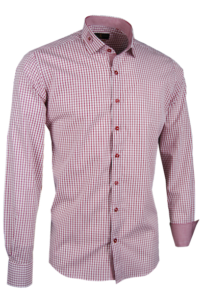 Herrenhemd, Giorgio Capone, rot-kariert, 100% Baumwolle — reduziert | Giorgio Capone Sale