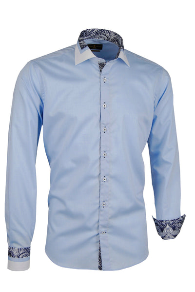 Herrenhemd, Giorgio Capone, hellblau, dunkelblau-weiße Akzente, 100% Baumwolle — reduziert | Giorgio Capone Sale