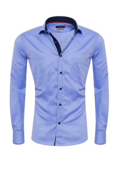 Herrenhemd, Giorgio Capone, hellblau, dunkelblau-rote Akzente, Slim Fit, 100% Baumwolle — reduziert | Giorgio Capone Sale