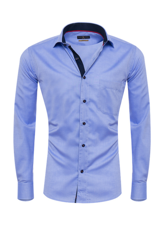 Herrenhemd, Giorgio Capone, hellblau, dunkelblau-rote Akzente, Slim Fit, 100% Baumwolle — dunkelblau-rote Akzente | Giorgio Capone Premium Mode