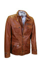 Lederjacke, Giorgio Capone, Lamm, Hochgestellter Kragen Cognac — Ansicht 3 in Hochgestellter Kragen Cognac