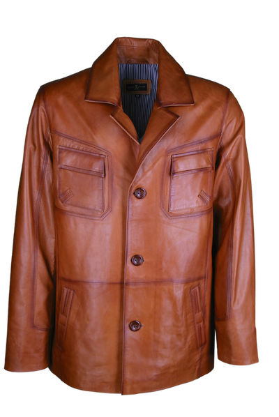Lederjacke, Giorgio Capone, Lamm, Kragen flach, Cognac — reduziert | Giorgio Capone Sale