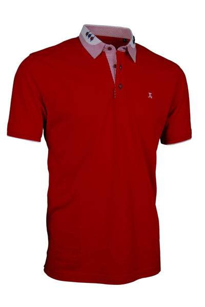 Premium Poloshirt, Giorgio Capone, rot-weiß, Spezial-Kragen, 100% Baumwolle — reduziert | Giorgio Capone Sale