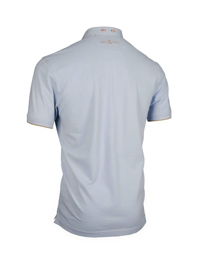 Premium Poloshirt, Giorgio Capone, hellblau, Piqué, 100% Baumwolle Rückansicht — Giorgio Capone Premium Herrenmode