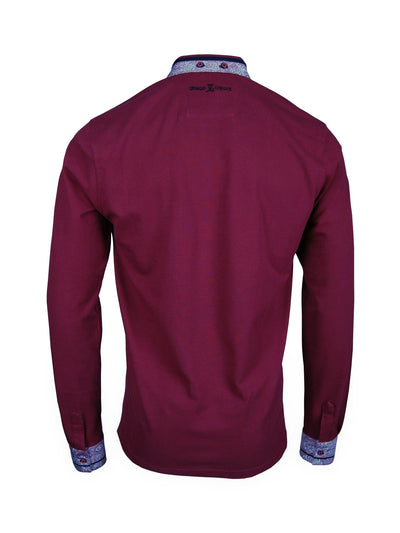 Premium Poloshirt, Giorgio Capone, langarm, rot, Piqué, 100% Baumwolle Rückansicht — Giorgio Capone Premium Herrenmode