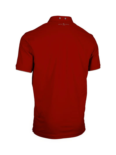 Premium Poloshirt, Giorgio Capone, rot, Piqué, 100% Baumwolle Rückansicht — Giorgio Capone Premium Herrenmode