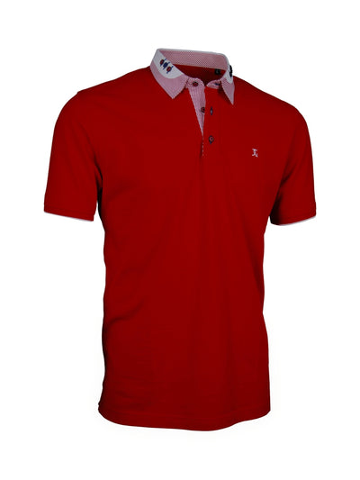 Premium Poloshirt, Giorgio Capone, rot-weiß, Spezial-Kragen, 100% Baumwolle — reduziert | Giorgio Capone Sale