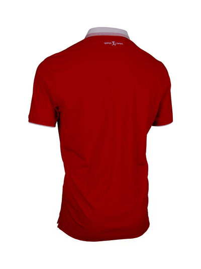 Premium Poloshirt, Giorgio Capone, rot-weiß, Spezial-Kragen, 100% Baumwolle Rückansicht — Giorgio Capone Premium Herrenmode