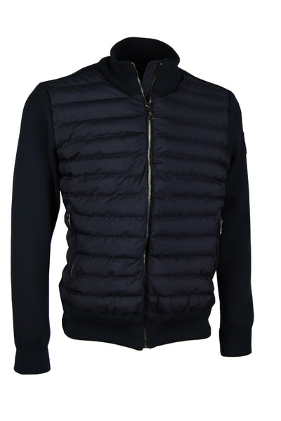 Premium Sweatjacke - eine Hybridjacke aus Strick und Stepp, dunkelblau