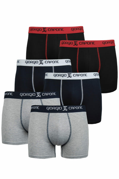 6er Pack Premium Boxershorts, grau-melange, dunkel-blau und schwarz