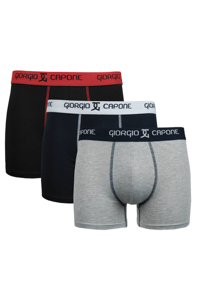 3er Pack Premium Boxershorts, grau-melange, dunkel-blau und schwarz