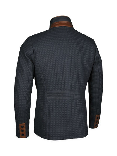 Damen-Lederjacke, Lamm, blau/braun, fein gesteppt Rückansicht — Giorgio Capone Premium Herrenmode