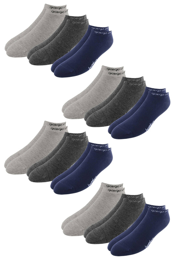 12er Pack Premium Sneaker Bambus-Socken, hellgrau, anthrazit und dunkel-blau — anthrazit und dunkel-blau | Giorgio Capone Premium Mode
