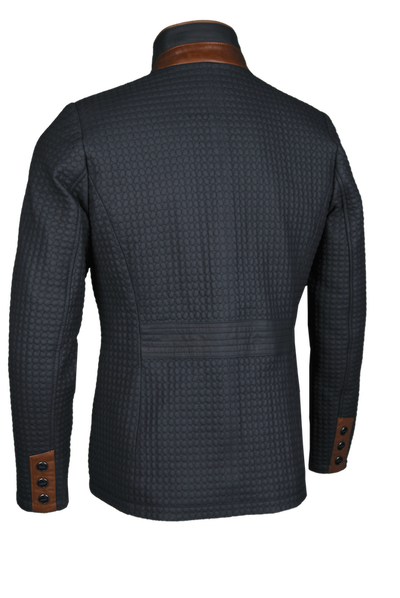 Damen-Lederjacke, Lamm, blau/braun, fein gesteppt — Ansicht 2