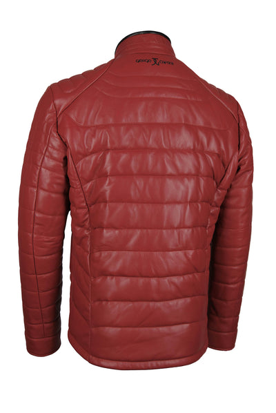 Giorgio Capone Herren-Lederjacke, Lamm Nappa, gefüttert, Kamin-Rot mit schwarzen Akzenten — Ansicht 2
