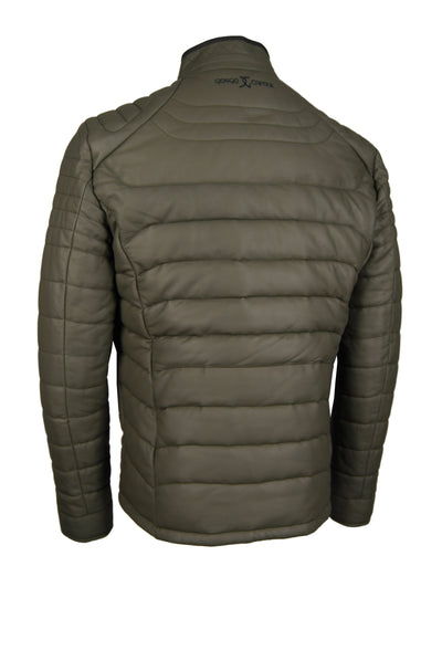 Giorgio Capone Herren-Lederjacke, Lamm Nappa, gefüttert, Olivgrün mit schwarzen Akzenten — Ansicht 2