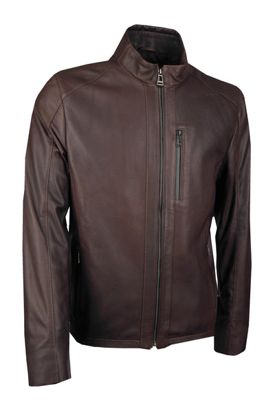 Giorgio Capone Herren-Pilotenjacke, Lamm Nappa, mit abnehmbaren Lammfell-Kragen, braun — Ansicht 2