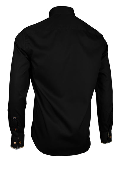 Herrenhemd, Giorgio Capone, schwarz, mit gestreiften Design-Elementen, Doppelkragen, bügelfrei — Ansicht 2