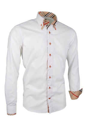 Herrenhemd, Giorgio Capone, weiß, mit gestreiften Design-Elementen, 100% Baumwolle, bügelfrei