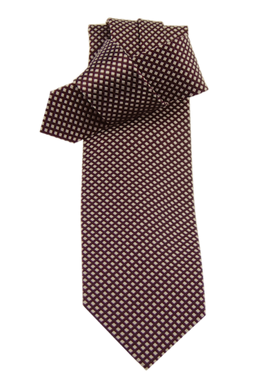 Krawatte, aubergine mit silbernen Rauten, 100% Seide