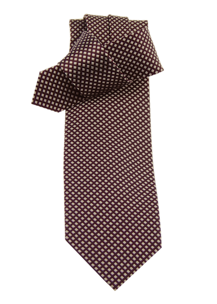 Krawatte, aubergine mit silbernen Rauten, 100% Seide —  | Giorgio Capone Premium Mode