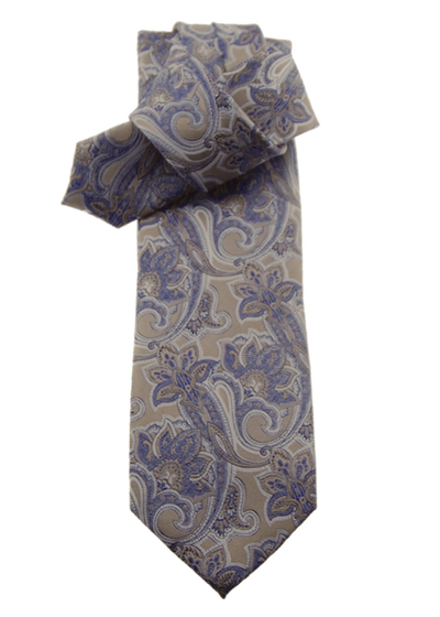 Krawatte, beige hellblau & weiß, Paisley-Muster, 100% Seide