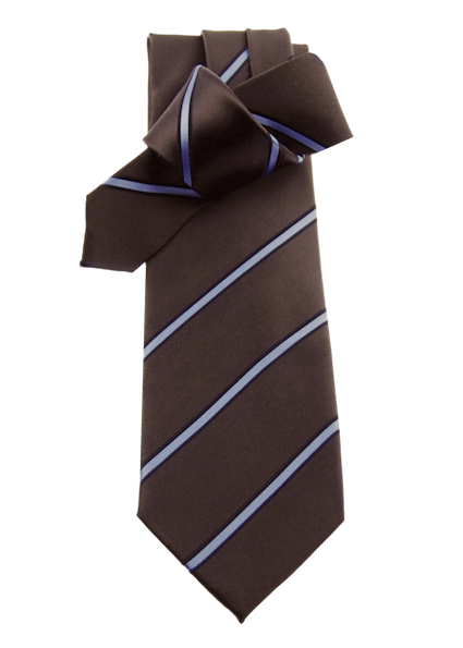 Krawatte, chocolate-braun mit azurblauen Streifen, 100% Seide — chocolate-braun mit azurblauen Streifen | Giorgio Capone Premium Mode
