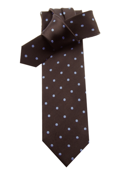 Krawatte, chocolate-braun mit hellblauen Tupfen, 100% Seide — chocolate-braun mit hellblauen Tupfen | Giorgio Capone Premium Mode