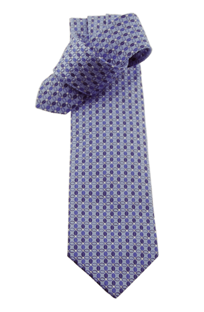 Krawatte, hellblau mit Ovalen in Blau und Dunkelblau, 100% Seide