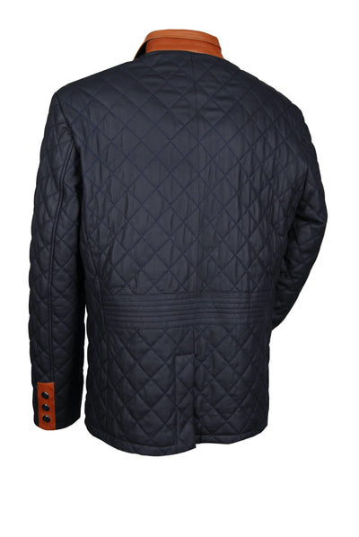 Lederjacke, Giorgio Capone, Lamm, dunkelblau - cognac — Ansicht 2