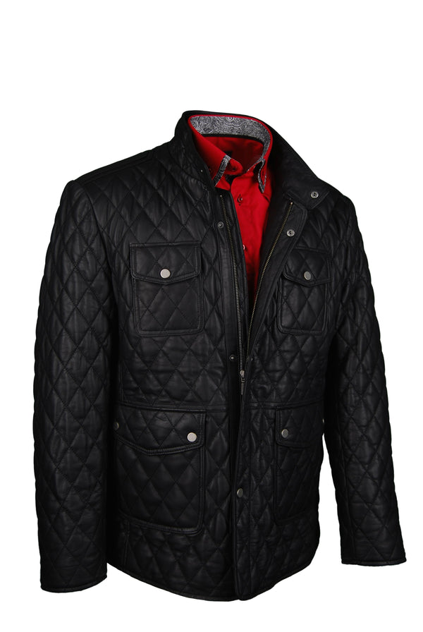Lederjacke, Giorgio Capone, Lamm, schwarz, gesteppt — schwarz | Giorgio Capone Premium Lederjacke