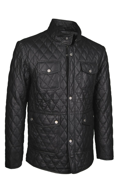 Lederjacke, Giorgio Capone, Lamm, schwarz, gesteppt — Ansicht 2