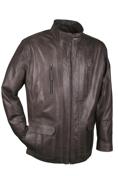 Lederjacke, Lamm, Classic-Anthrazit Rückansicht — Giorgio Capone Premium Herrenmode