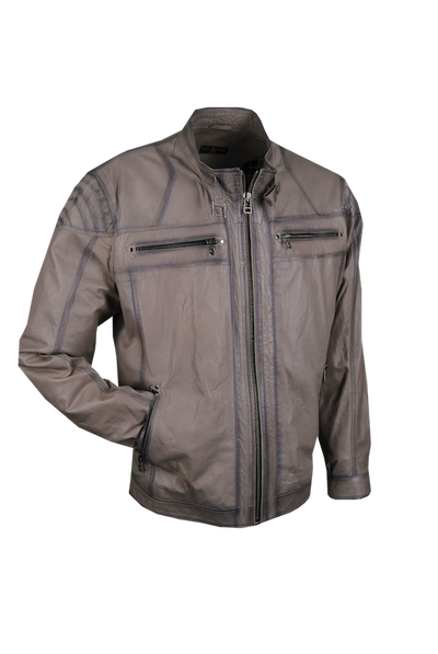 Lederjacke, Lamm, Ice, mit geschwärzten Kanten