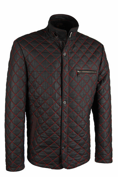 Lederjacke, Lamm Nappa, Übergangsjacke, schwarz mit roten Nähten — reduziert | Giorgio Capone Sale