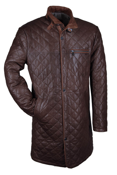 Ledermantel, Giorgio Capone, Lamm, braun - cognac Rückansicht — Giorgio Capone Premium Herrenmode