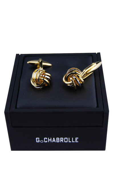 Manschettenknöpfe, G. Chabrolle, bicolor, inklusive Slider-Etui
