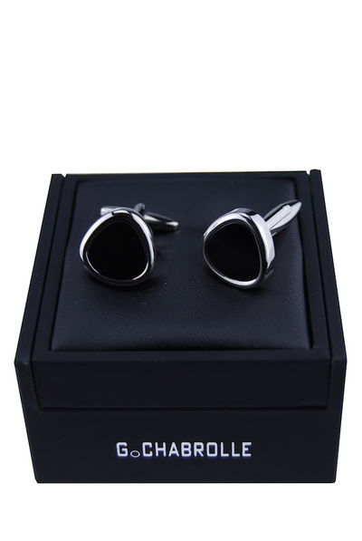 Manschettenknöpfe, G. Chabrolle, Onyx, inklusive Slider-Etui