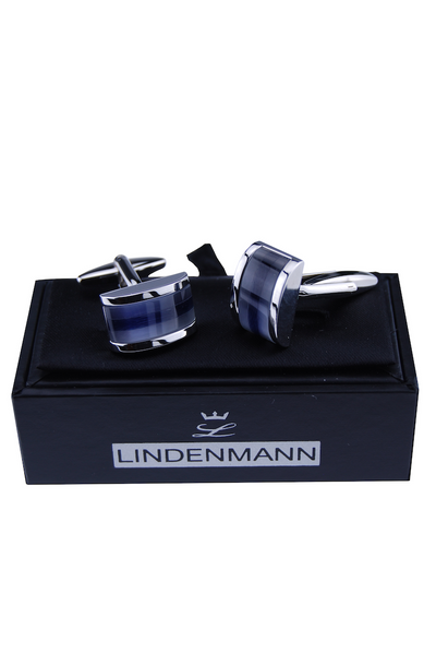 Manschettenknöpfe, rechteckig, Katzenaugen lila/weiß